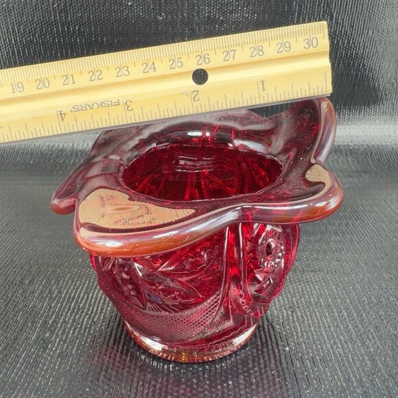 LE Smith Amberina Cadmium UV Glowing Glass Vase Bowl Jack In Pulpit Glass VTG - Picture 7 of 16